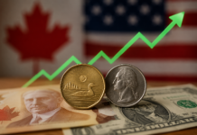El dólar canadiense sube a su nivel más alto en nueve días frente al dólar estadounidense